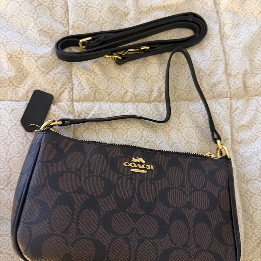 Coach Signature Black and Brown Crossbody Bag - Picture 2 of 5